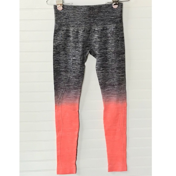 Itzon Gray & Coral Ombré Yoga Leggings Small - Picture 3 of 5